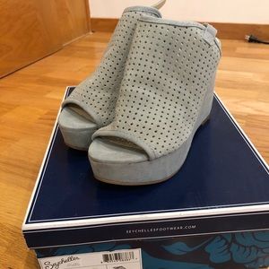 Wedge Pump PEEP Toe Light Blue